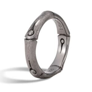 John Hardy 6mm Bamboo Curved Oxidized Band Ring in Sterling Silver 925 Size 7